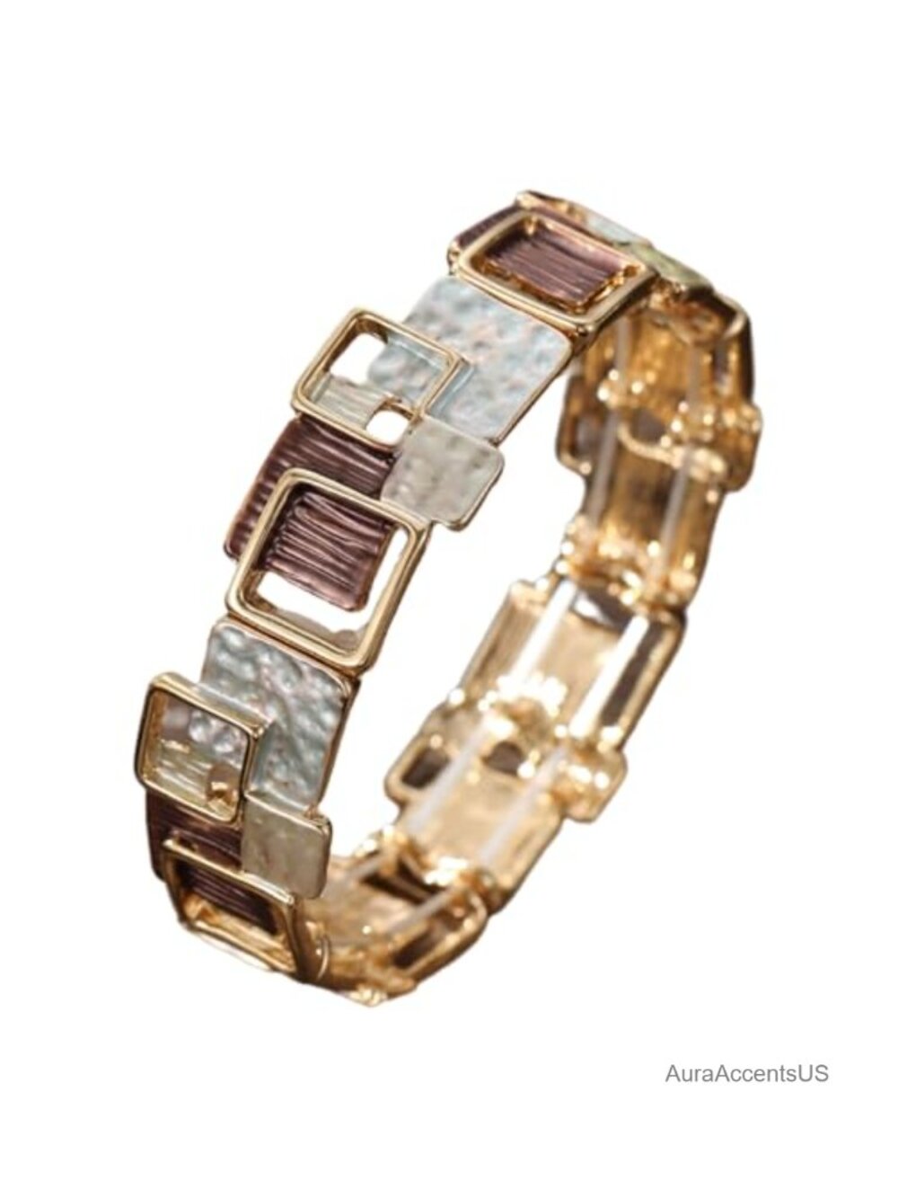 Geometric Square Enamel Bracelet Zinc Alloy Minimalist Retro Vintage